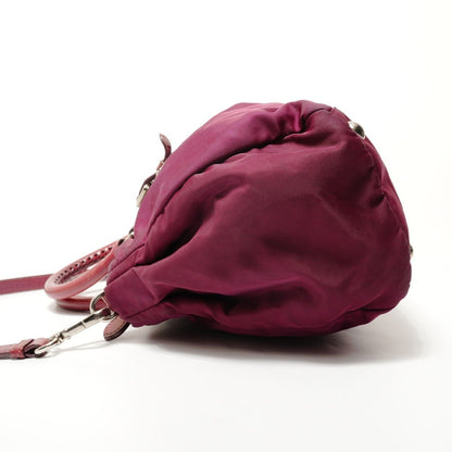 Prada Handbag Logo Nylon 2-Way Burgundy — view 3