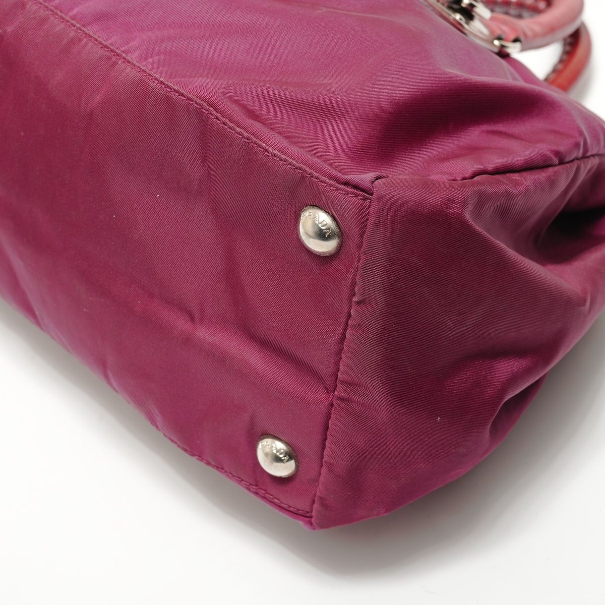 Prada Handbag Logo Nylon 2-Way Burgundy — view 6
