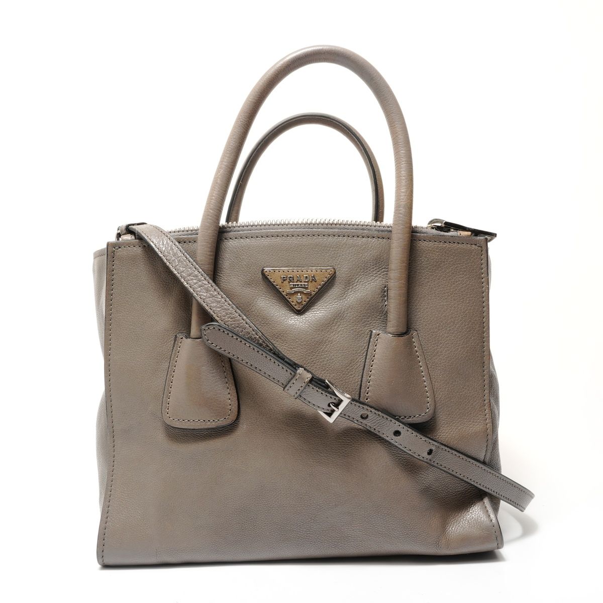 Prada Handbag Triangle Logo Leather 2-Way