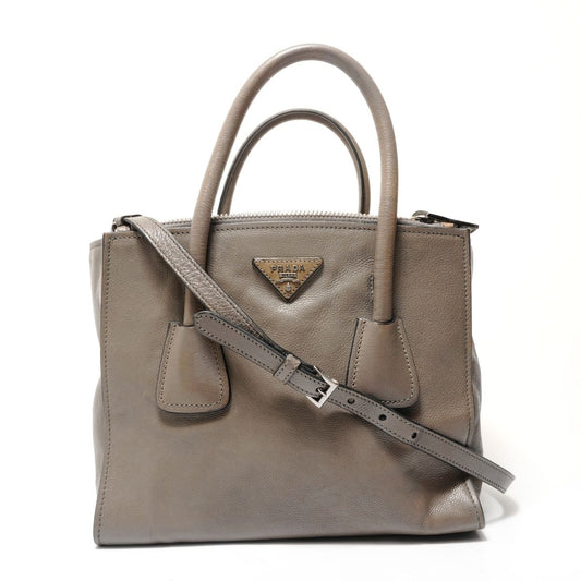 Prada Handbag Triangle Logo Leather 2-Way