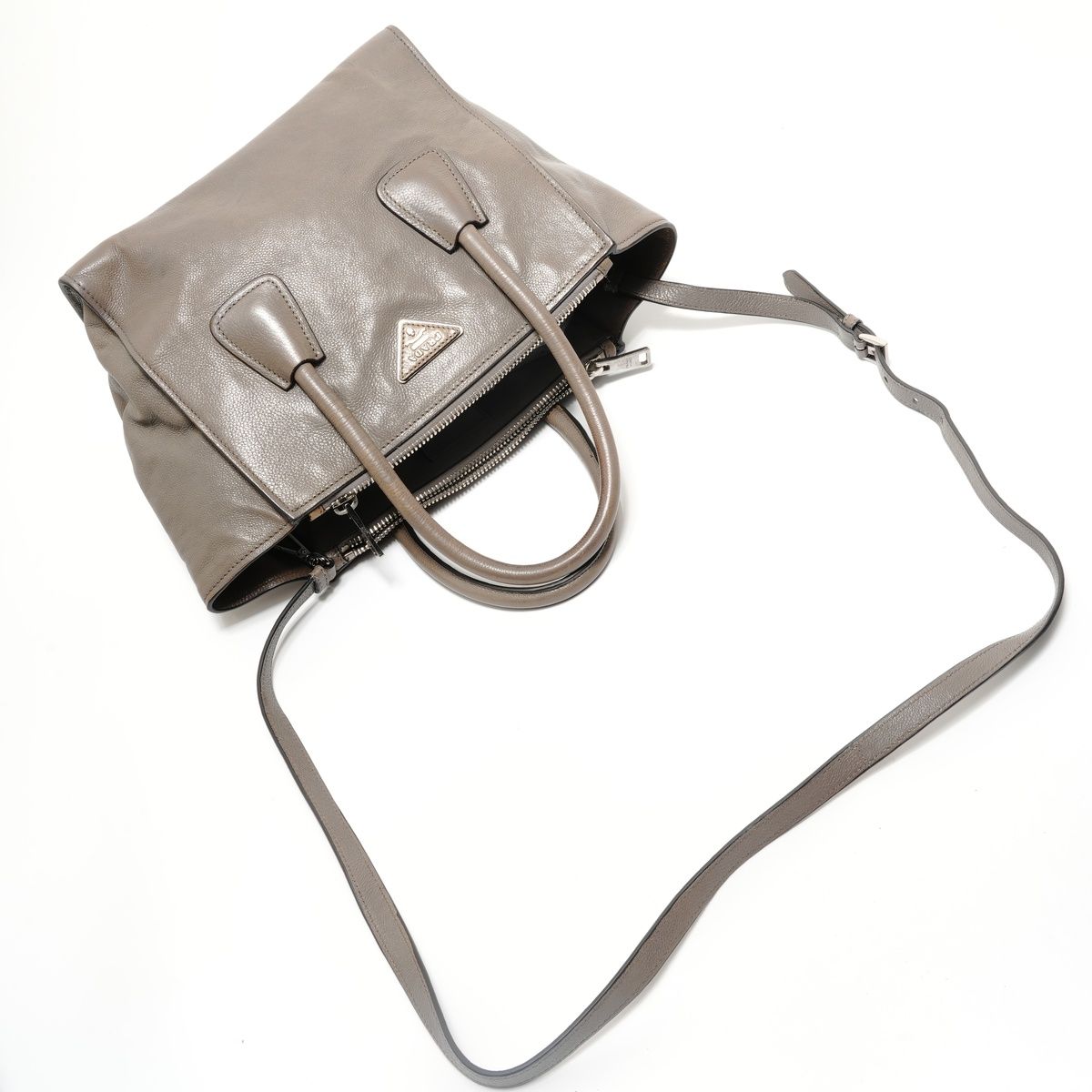 Prada Handbag Triangle Logo Leather 2-Way — view 8