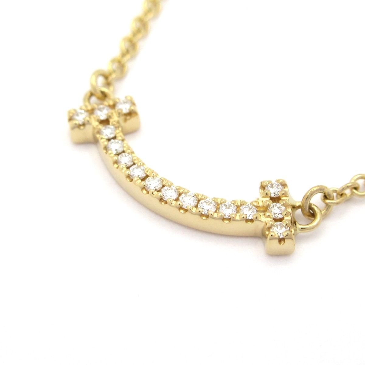 Tiffany & Co Necklace T Smile Pendant 18k Yellow Gold Diamond
