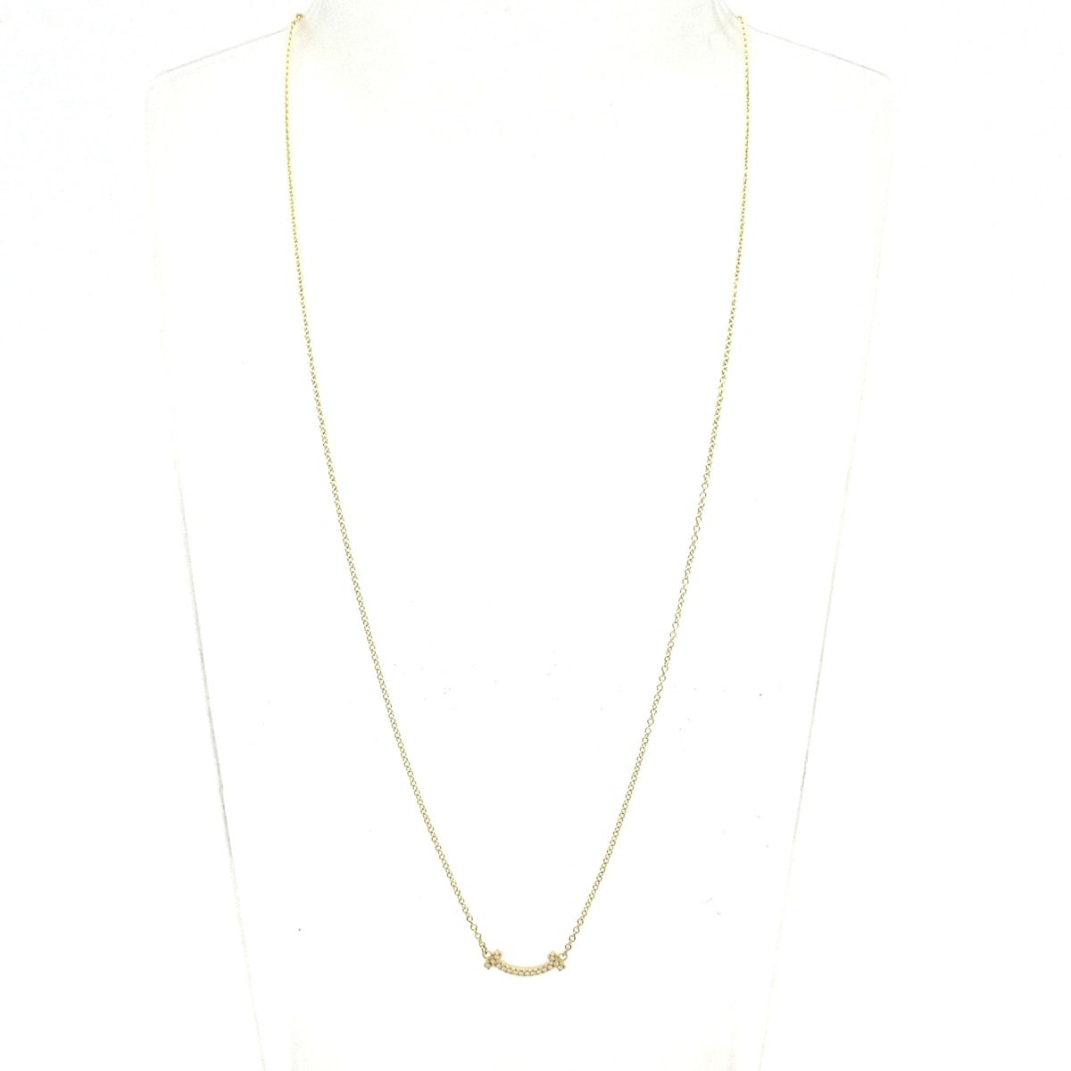 Tiffany & Co Necklace T Smile Pendant 18k Yellow Gold Diamond — view 2