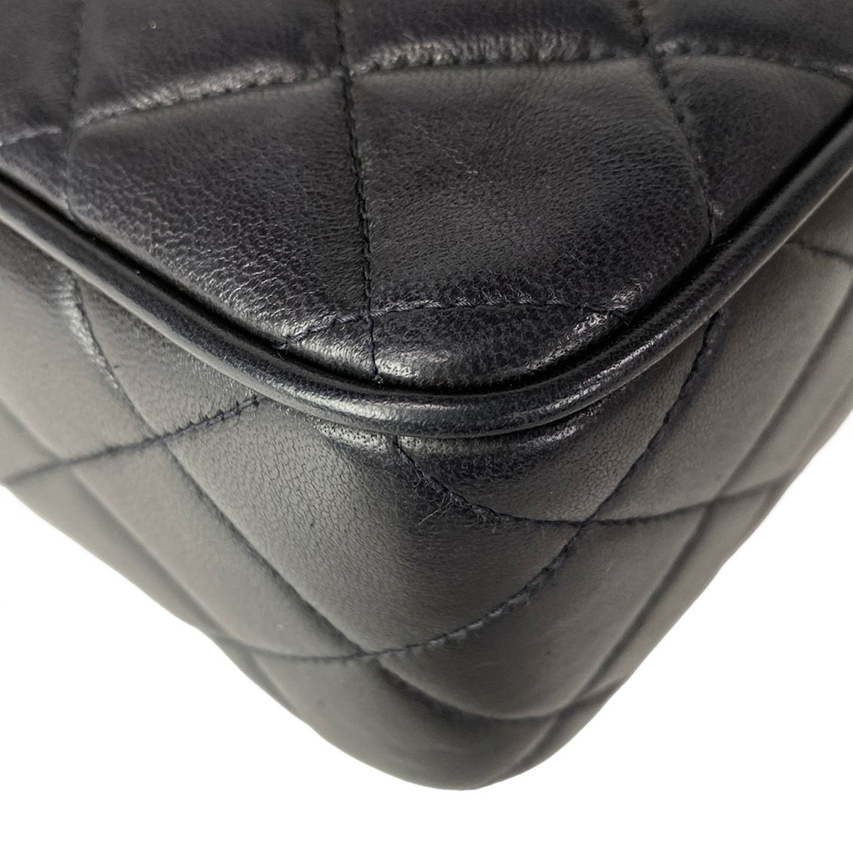 Chanel Shoulder Bag Quilted Black Chain Gold Tassel Flap Pocket Lambskin — view 8