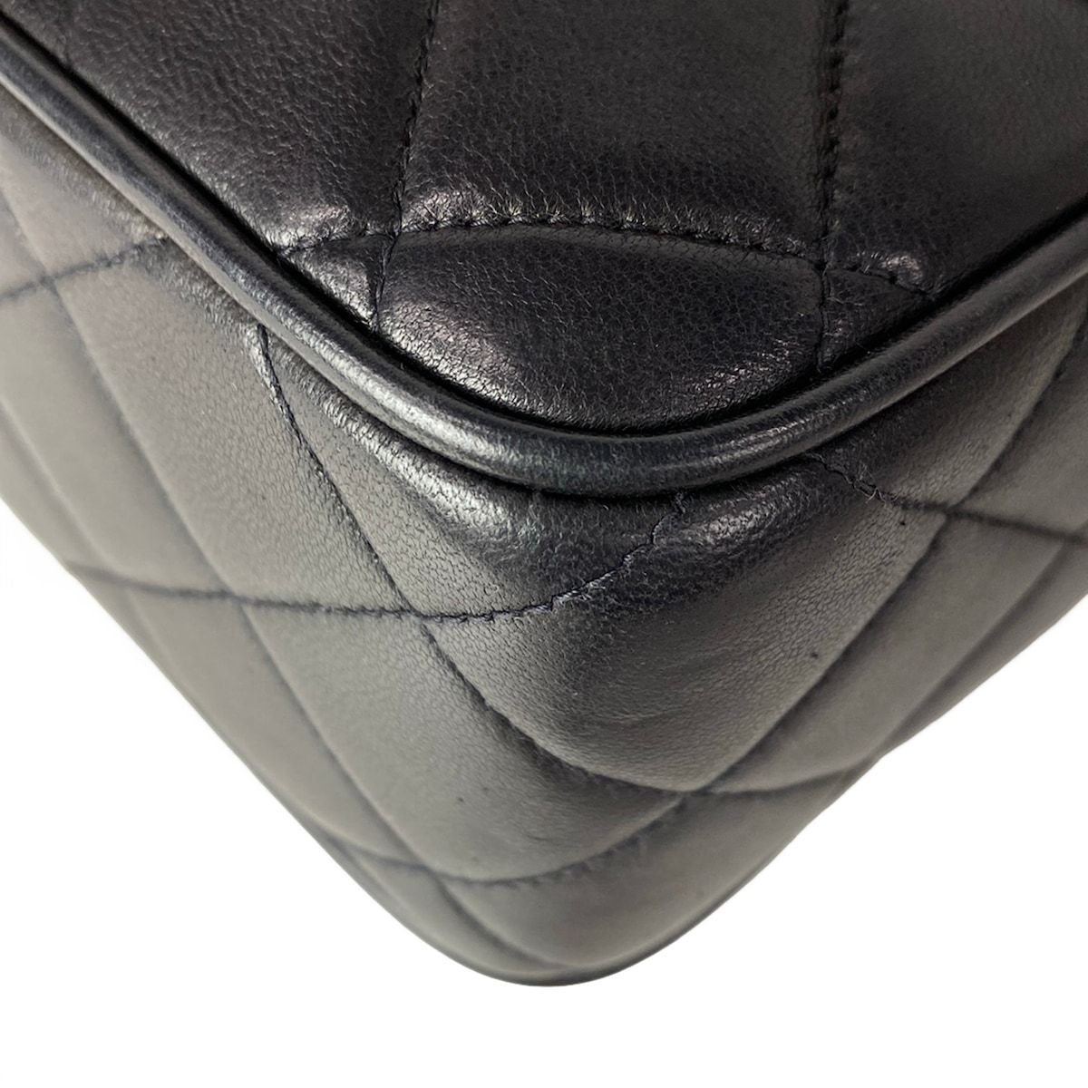Chanel Shoulder Bag Quilted Black Chain Gold Tassel Flap Pocket Lambskin — view 7