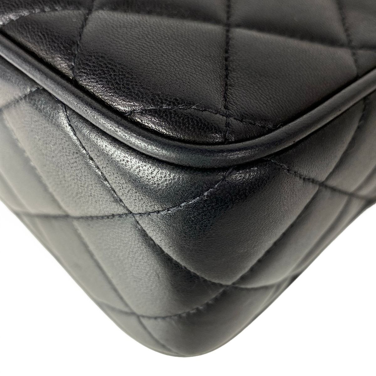 Chanel Shoulder Bag Quilted Black Chain Gold Tassel Flap Pocket Lambskin — view 9