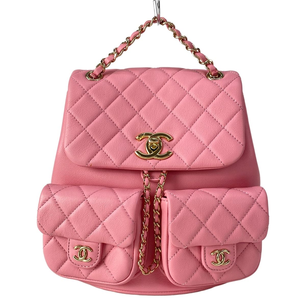 Chanel Backpack Quilted Pink Metal Gold Mini Lambskin