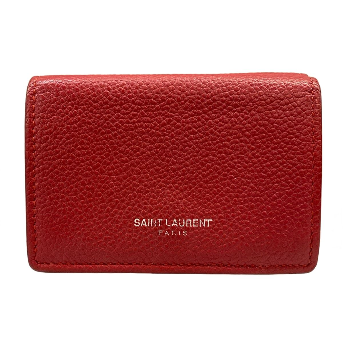 Saint Laurent Paris Trifold Wallet Tiny Red Leather