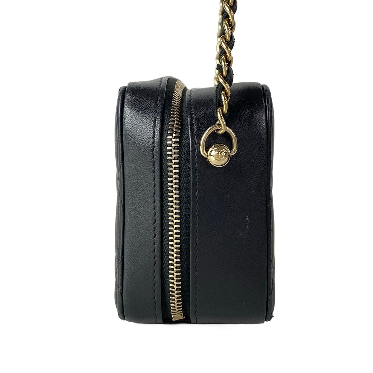 Chanel Shoulder Bag Quilted Mini Black Chain Silver Lambskin — view 4