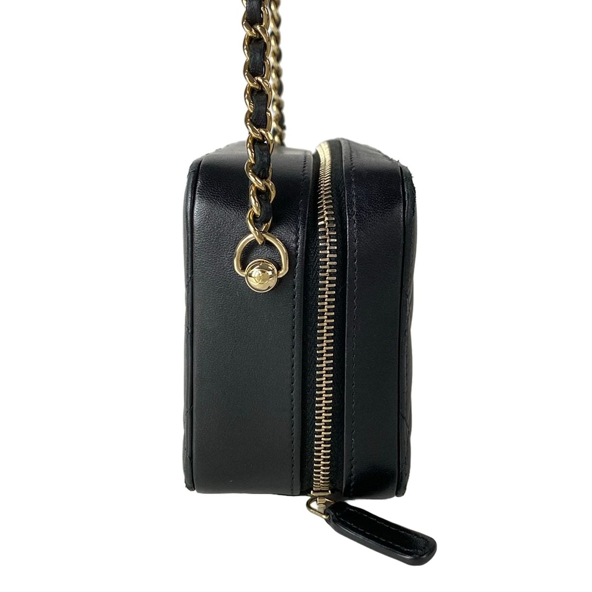 Chanel Shoulder Bag Quilted Mini Black Chain Silver Lambskin — view 2
