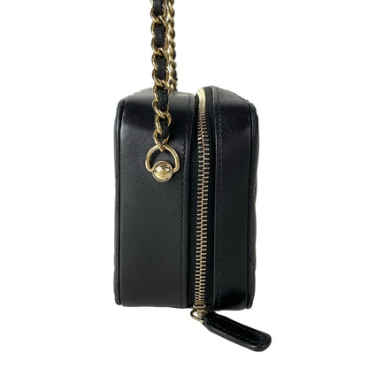 Chanel Shoulder Bag Quilted Mini Black Chain Silver Lambskin — view 2