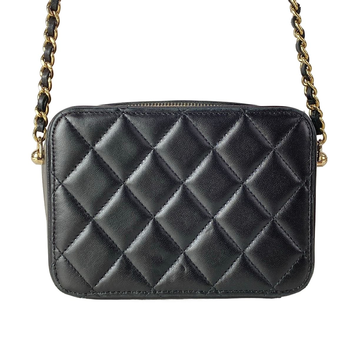 Chanel Shoulder Bag Quilted Mini Black Chain Silver Lambskin — view 3