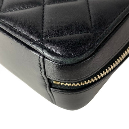 Chanel Shoulder Bag Quilted Mini Black Chain Silver Lambskin — view 7