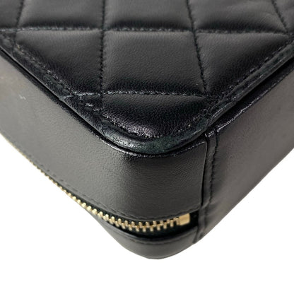Chanel Shoulder Bag Quilted Mini Black Chain Silver Lambskin — view 8
