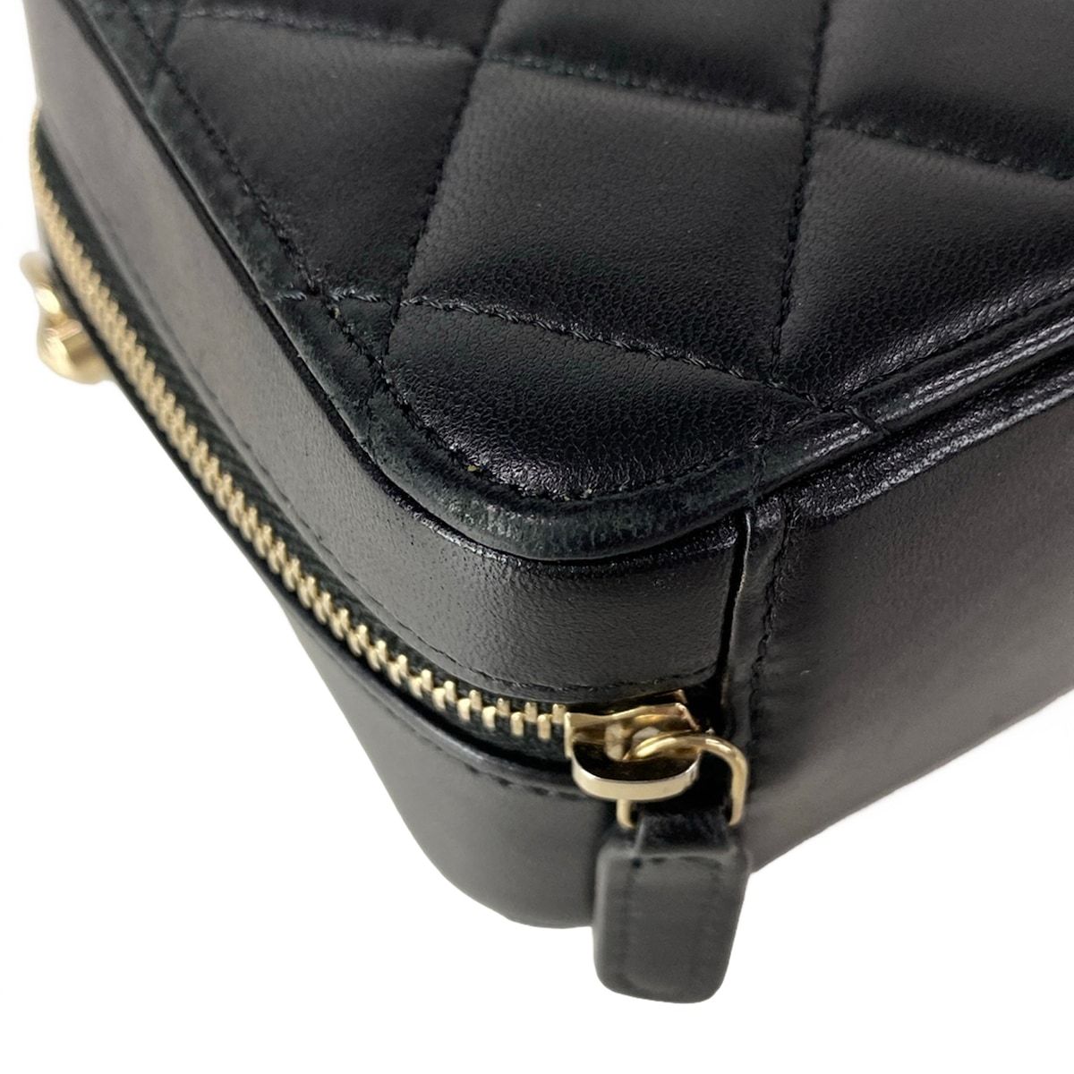 Chanel Shoulder Bag Quilted Mini Black Chain Silver Lambskin — view 6