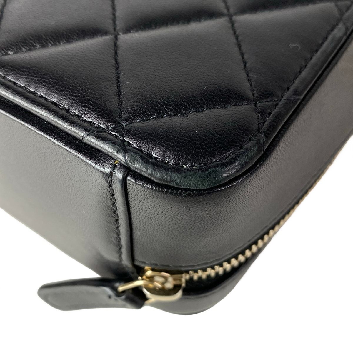 Chanel Shoulder Bag Quilted Mini Black Chain Silver Lambskin — view 9
