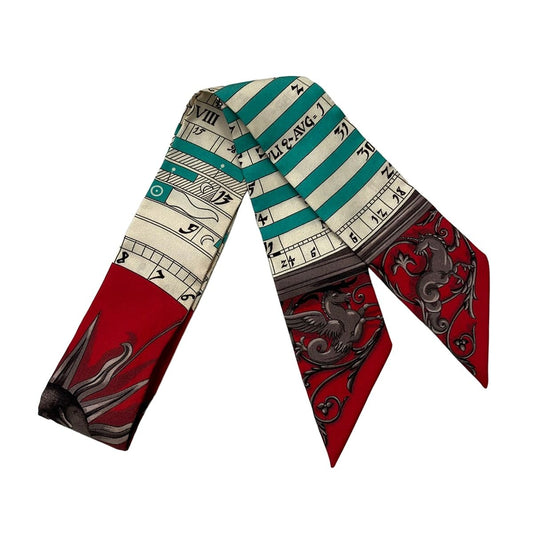 Hermes Scarf Twill Red Ivory Multi