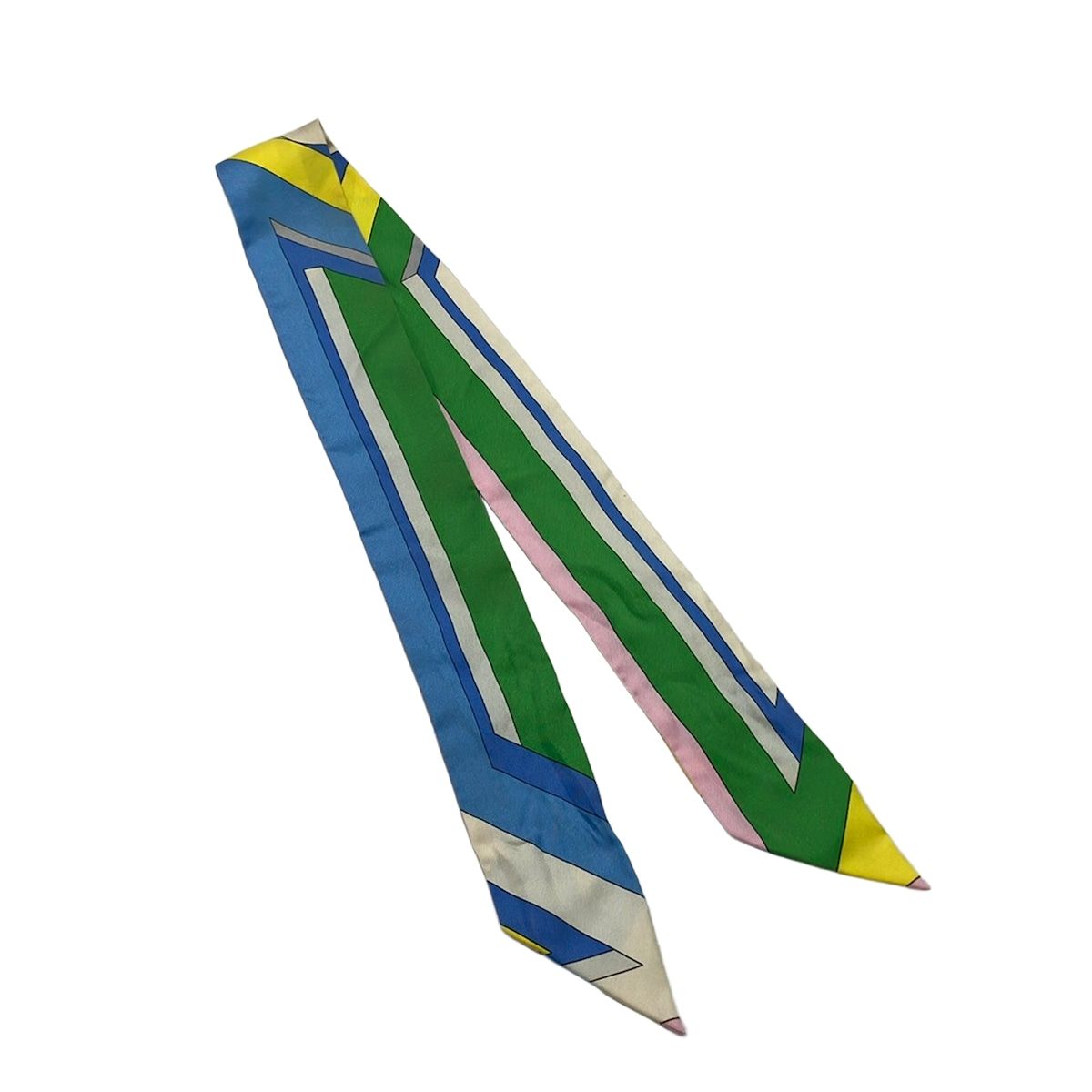 Hermes Scarf Twilly Green Ivory Multi — view 3