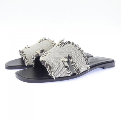 Hermes Oran Toile Fringe Maxi Sandals — view 3