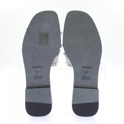 Hermes Oran Toile Fringe Maxi Sandals — view 4