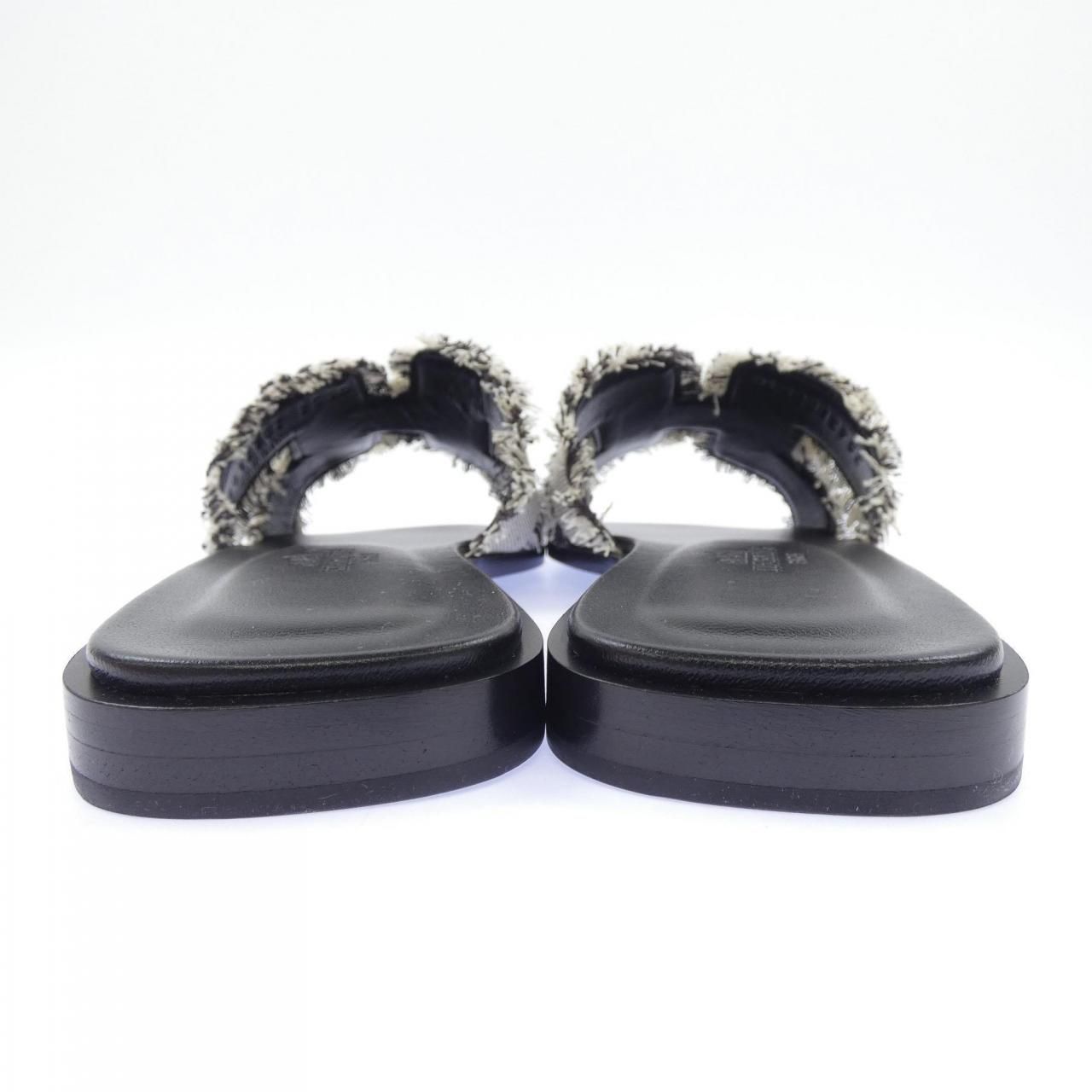 Hermes Oran Toile Fringe Maxi Sandals — view 5