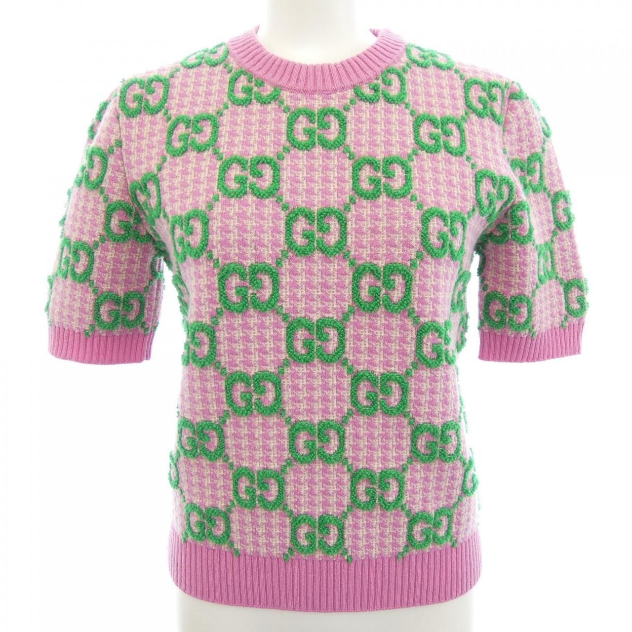 Gucci GG Houndstooth Wool Cles Top Knit Sweater