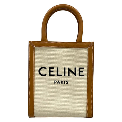 Celine Tote Mini Vertical Cover Ivory Brown Leather