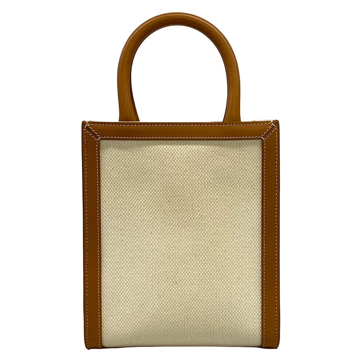 Celine Tote Mini Vertical Cover Ivory Brown Leather — view 3