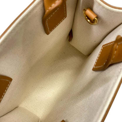 Celine Tote Mini Vertical Cover Ivory Brown Leather — view 7