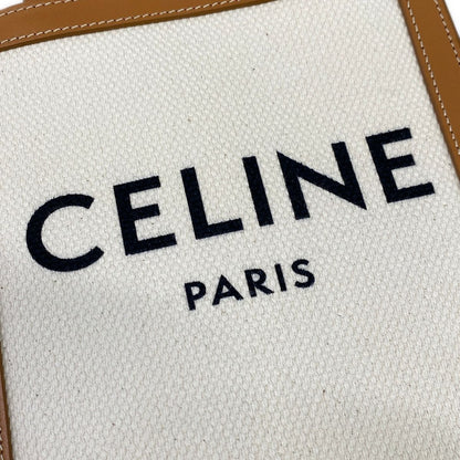 Celine Tote Mini Vertical Cover Ivory Brown Leather — view 9