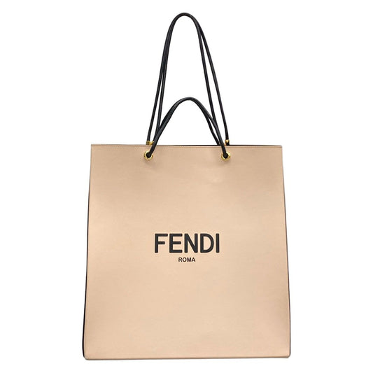 Fendi Tote Shopping Beige Black Leather