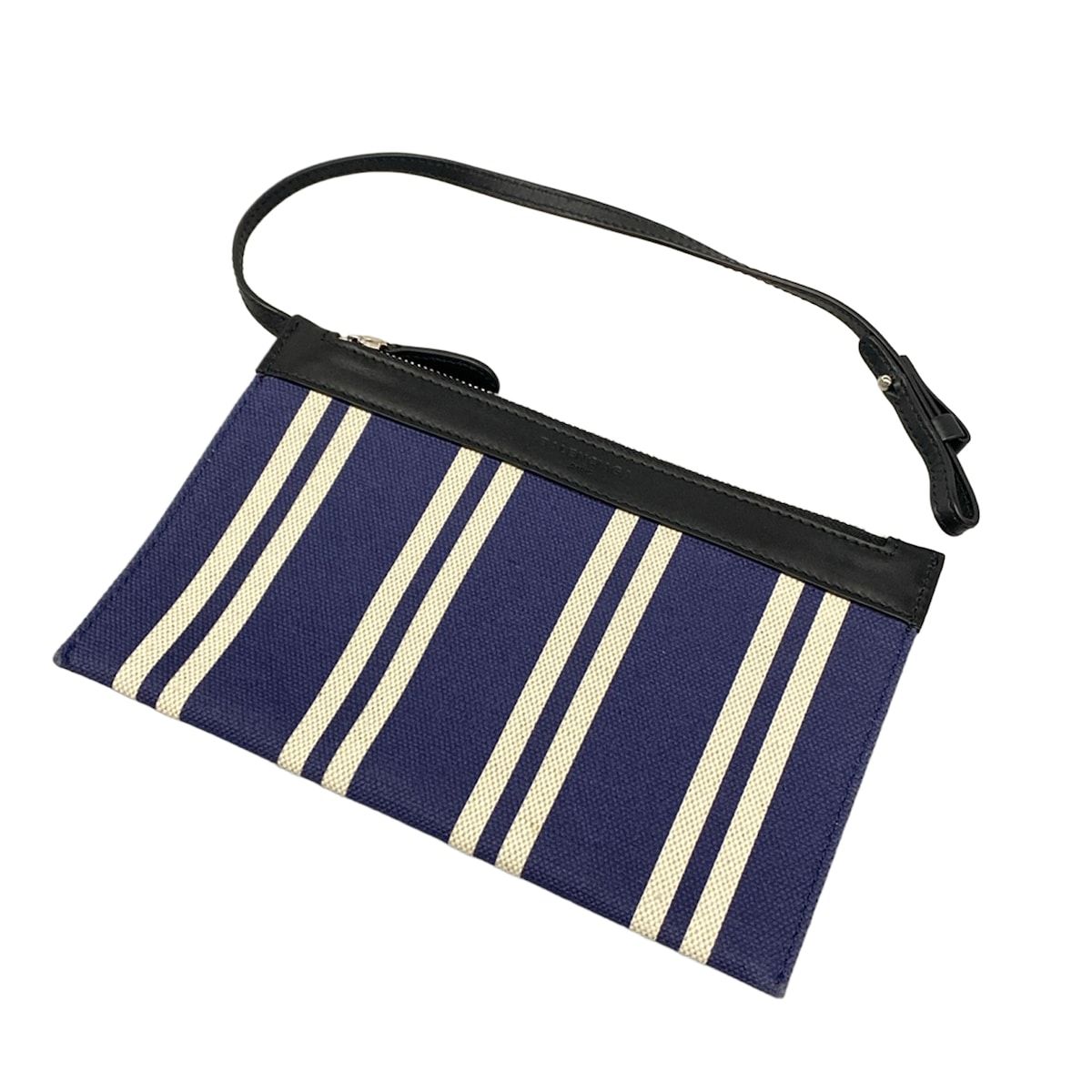 Balenciaga Tote Navy Cabas M White Black Striped Leather — view 8