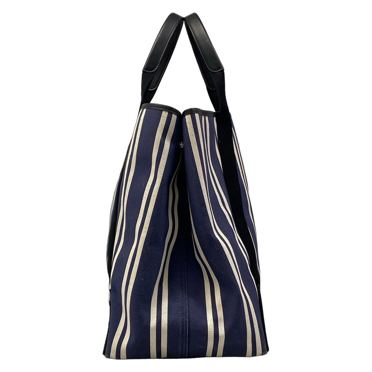Balenciaga Tote Navy Cabas M White Black Striped Leather — view 4