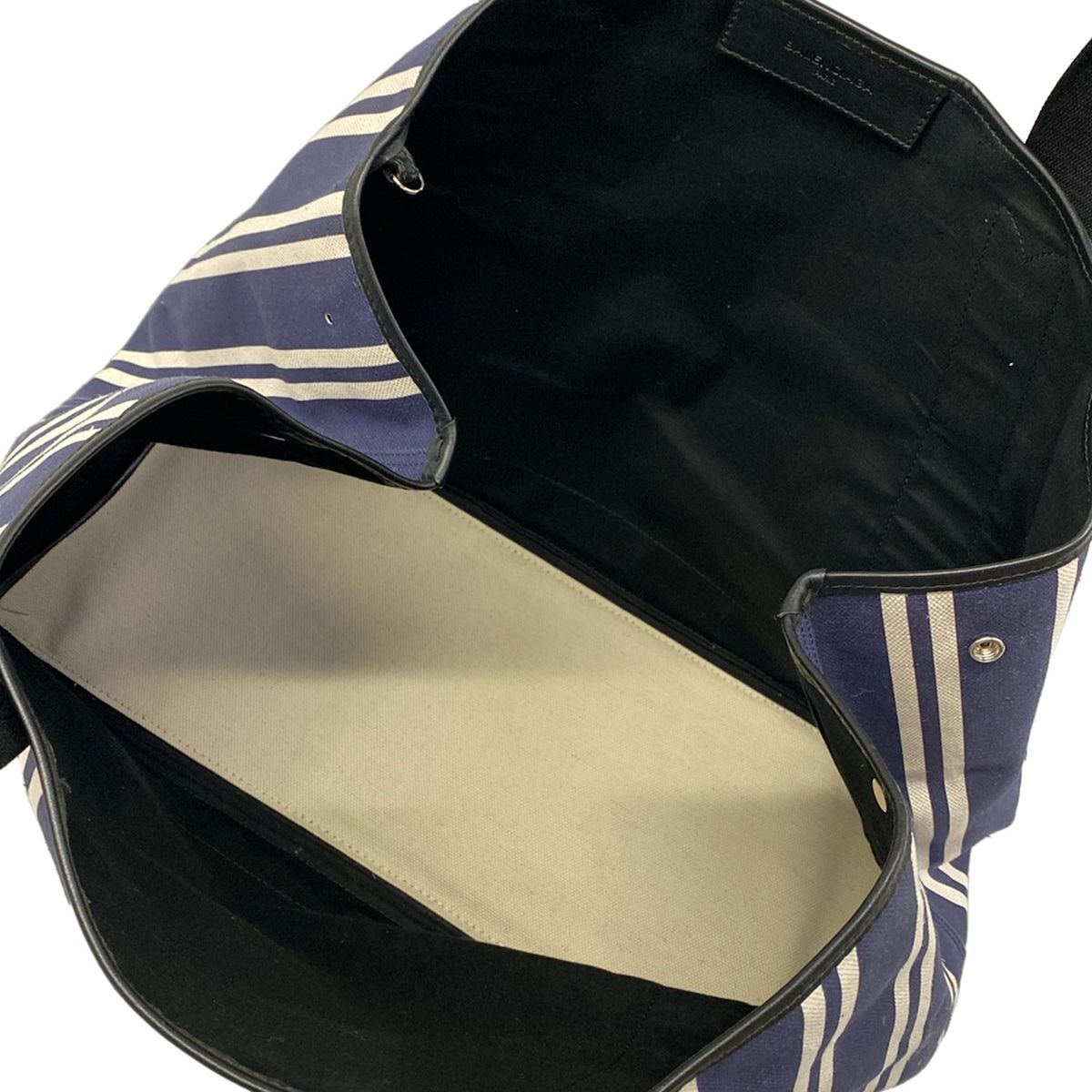 Balenciaga Tote Navy Cabas M White Black Striped Leather — view 7
