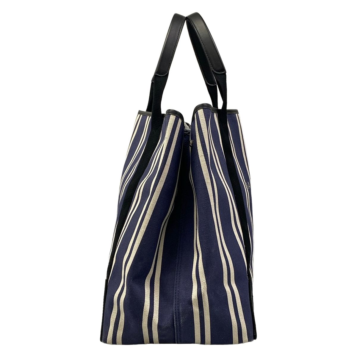 Balenciaga Tote Navy Cabas M White Black Striped Leather — view 2