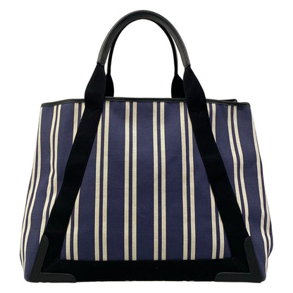 Balenciaga Tote Navy Cabas M White Black Striped Leather — view 3
