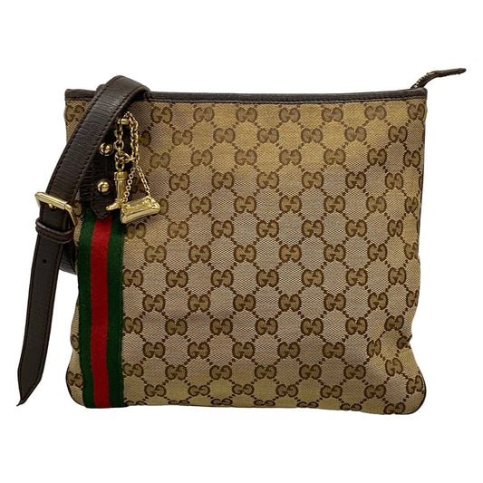 Gucci Shoulder Bag GG Pattern Sherry Beige Dark Brown Multi Leather