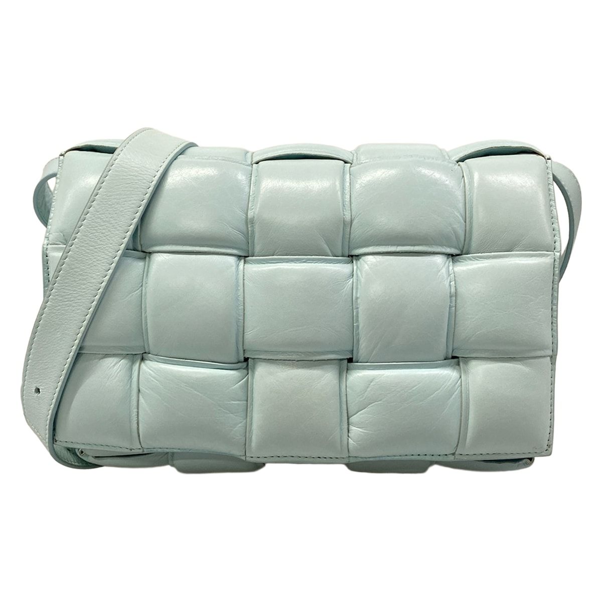 Bottega Veneta Shoulder Bag Padded Cassette Light Blue Leather