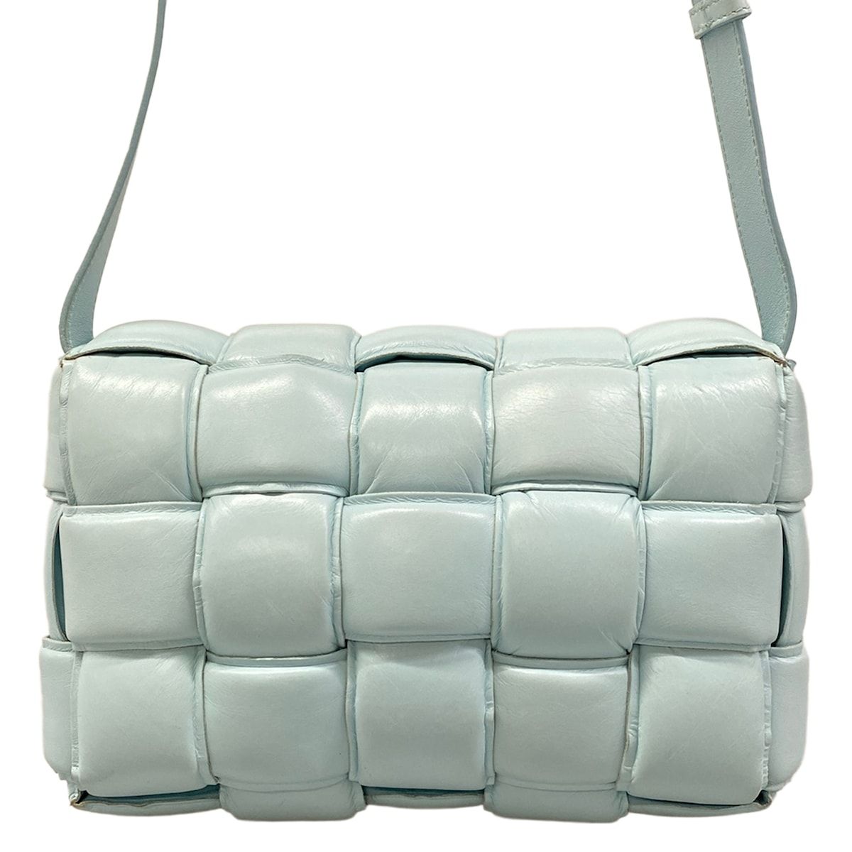 Bottega Veneta Shoulder Bag Padded Cassette Light Blue Leather — view 3