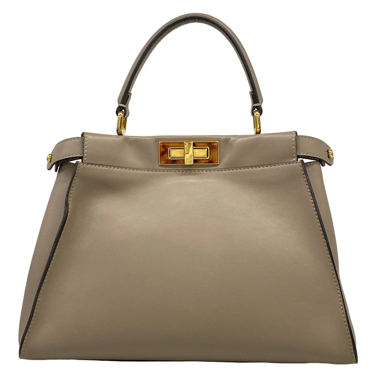 Fendi Handbag Peekaboo Iconic Gray Beige Leather — view 3