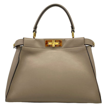 Fendi Handbag Peekaboo Iconic Gray Beige Leather — view 3