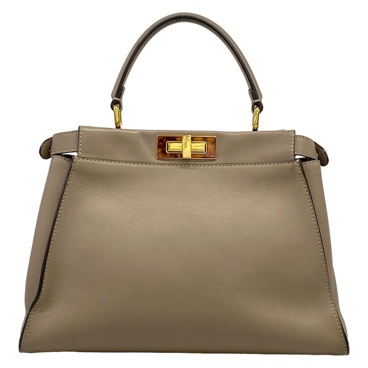 Fendi Handbag Peekaboo Iconic Gray Beige Leather