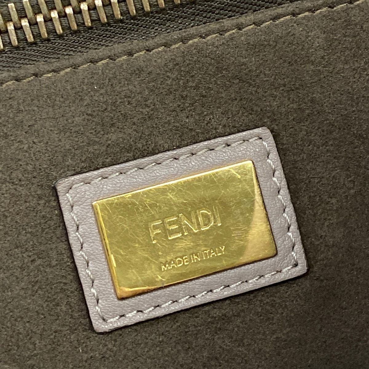 Fendi Handbag Peekaboo Iconic Gray Beige Leather — view 9