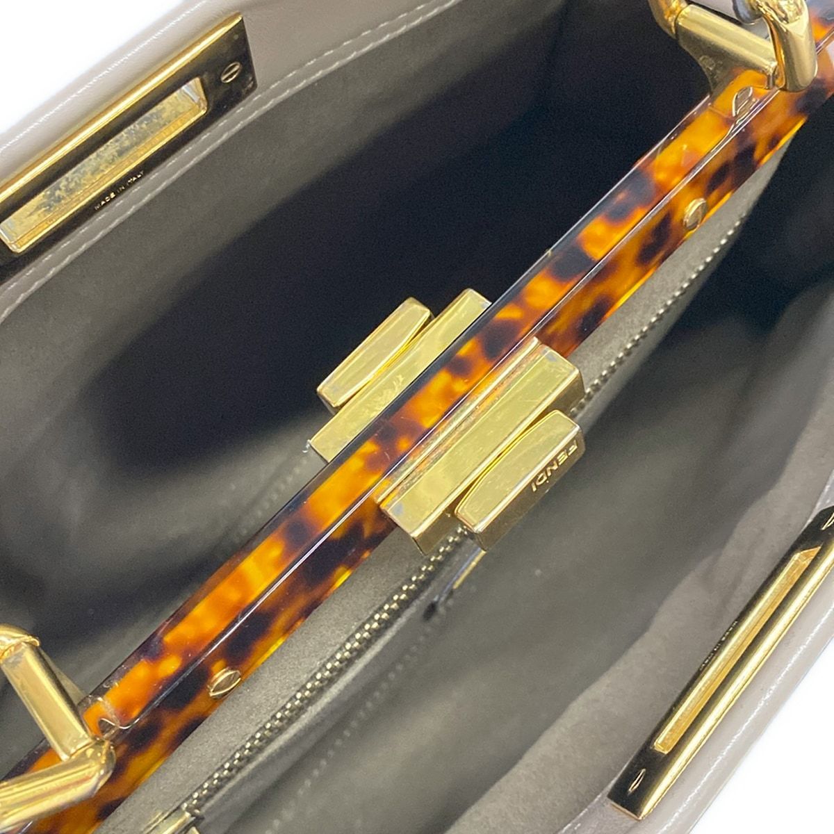 Fendi Handbag Peekaboo Iconic Gray Beige Leather — view 7