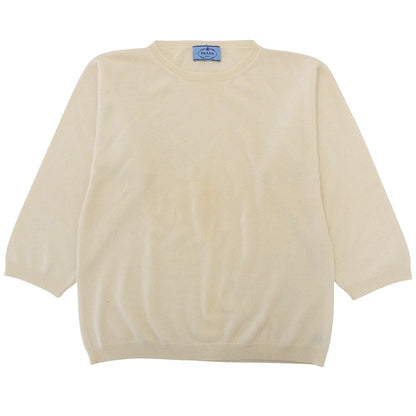 Prada Cashmere Long Sleeve Knit Top Ivory 42 Sweater