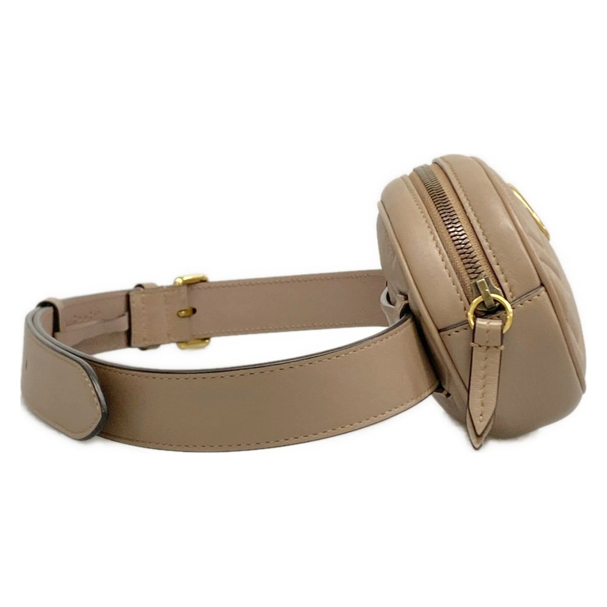 Gucci Waist Pouch GG Marmont Quilted Leather Belt Bag Pink Beige — view 2