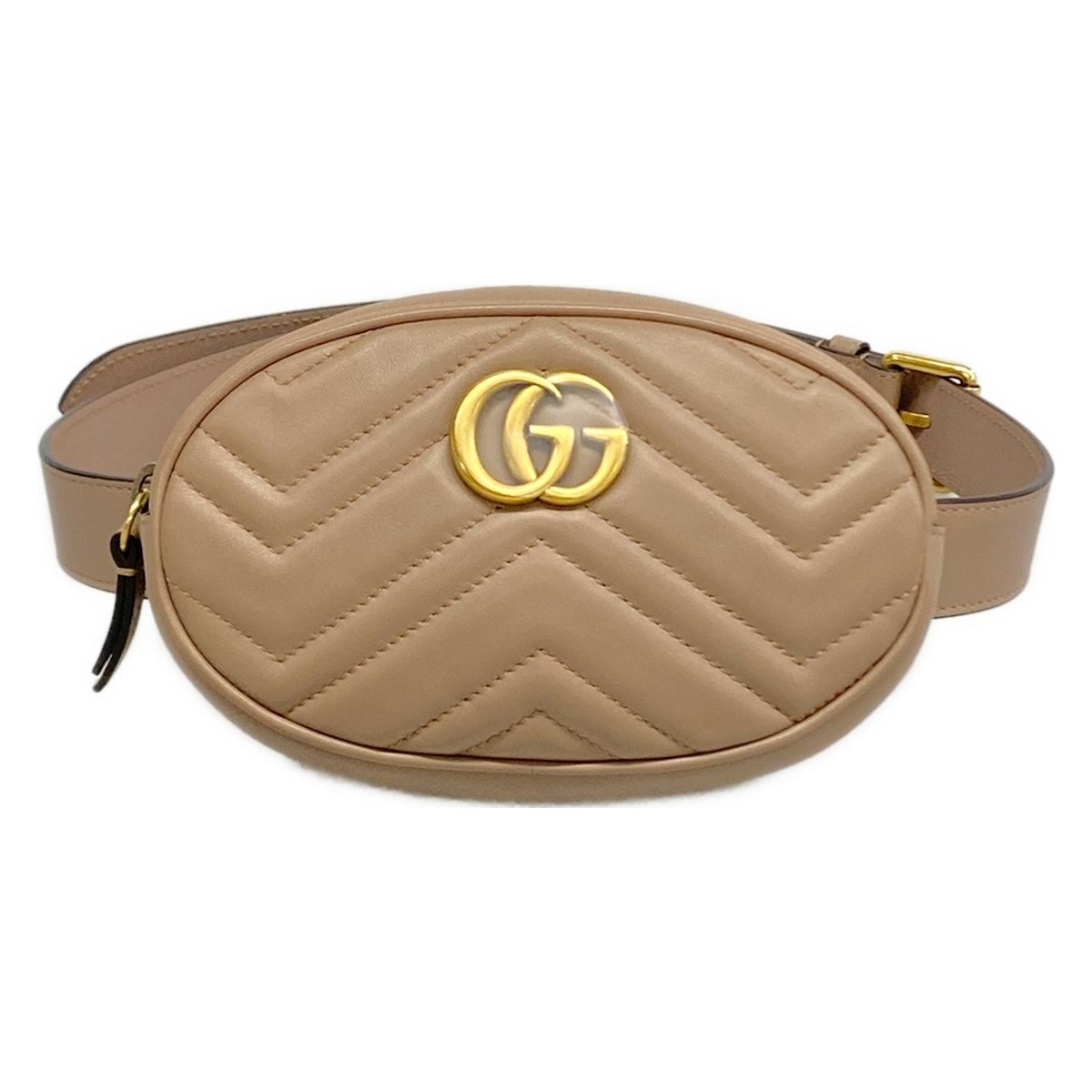 Gucci Waist Pouch GG Marmont Quilted Leather Belt Bag Pink Beige