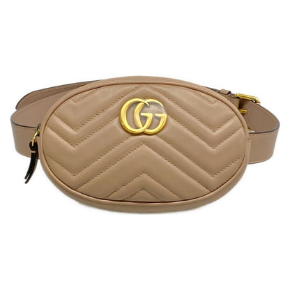 Gucci Waist Pouch GG Marmont Quilted Leather Belt Bag Pink Beige