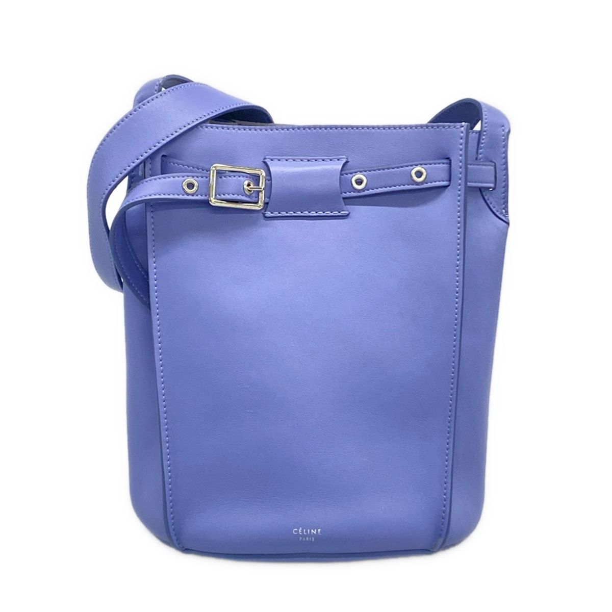 Celine Shoulder Bag Big Bucket with Long Strap Blue Leather
