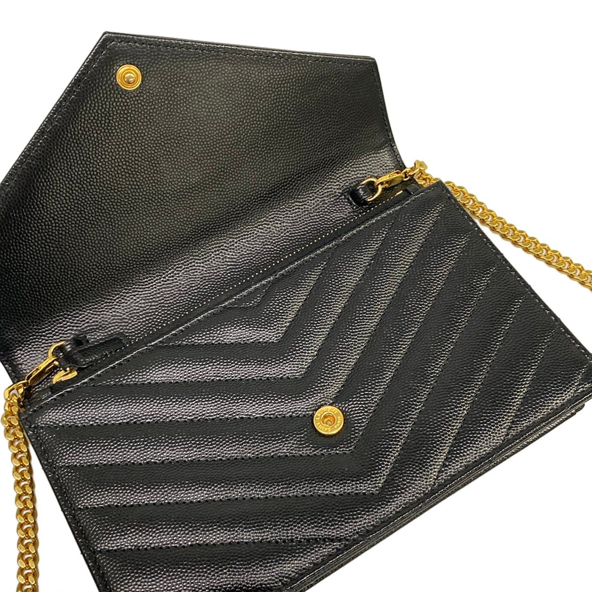 Saint Laurent Paris Wallet Monogram Envelope Black Chain Strap Removable Leather — view 3